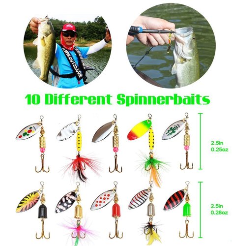 tb tbuymax 10 pcs high quality holographic classic lure spinner bait with 2 tackle boxes