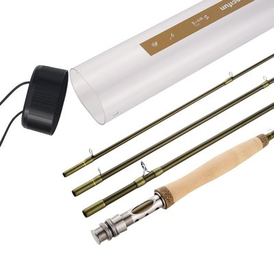 piscifun sword 4-piece graphite fly fishing rod 9ft with chromed guide, 3a grade cork handle and durable pvc rod tube 