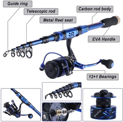 Sougayilang Telescopic Carbon Rod and Reel Fishing Set