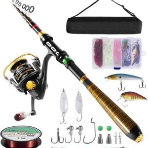 Milerong Carbon Fishing Rod and Reel Combo with Complete Accessories and Portable Bag
