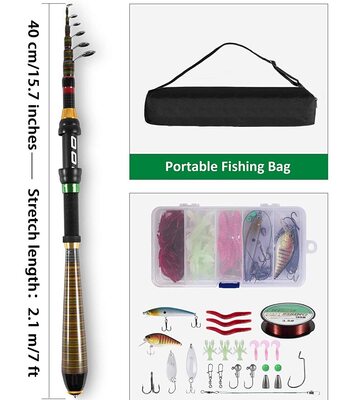 Milerong Telescopic Fishing Rod and Left-Right Hand Reel Combo