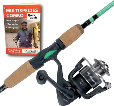tailored tackle fishing rod reel spinning combo pole for inshore saltwater, bass, walleye, trout