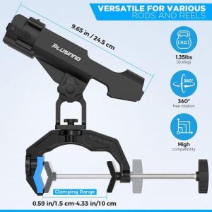 PLUSINNO 2 Pack Fishing Rod Holders with Innovative Dual-V Clamp for Boats