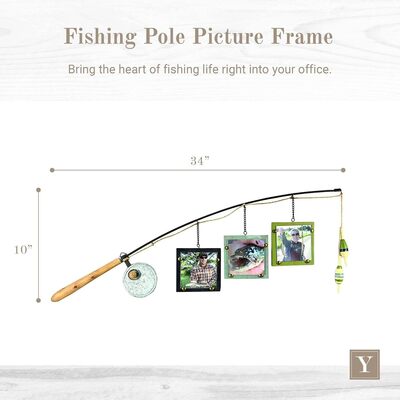 Young’s Inc Wood Fishing-Themed Photo Frame Display Rustic Gift for Anglers